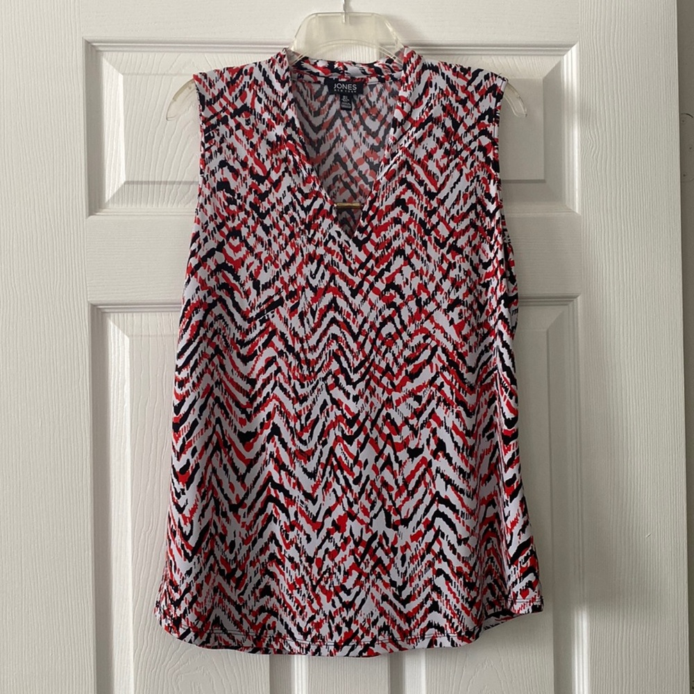 JONES New York Red/Black/White sleeves blouse